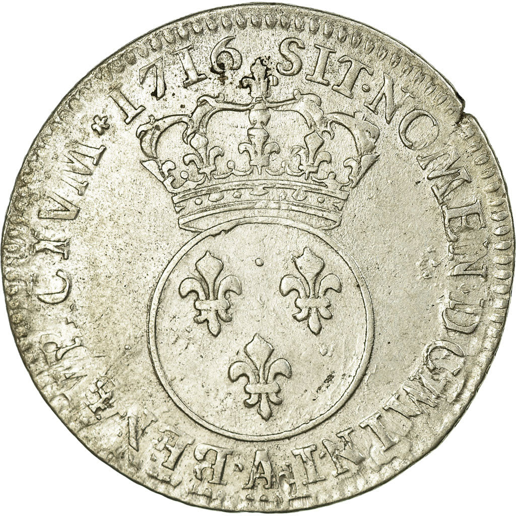 Munten, Frankrijk, Louis XV, 1/4 Écu Vertugadin, 30 Sols, 1/4 ECU, 1716, Paris