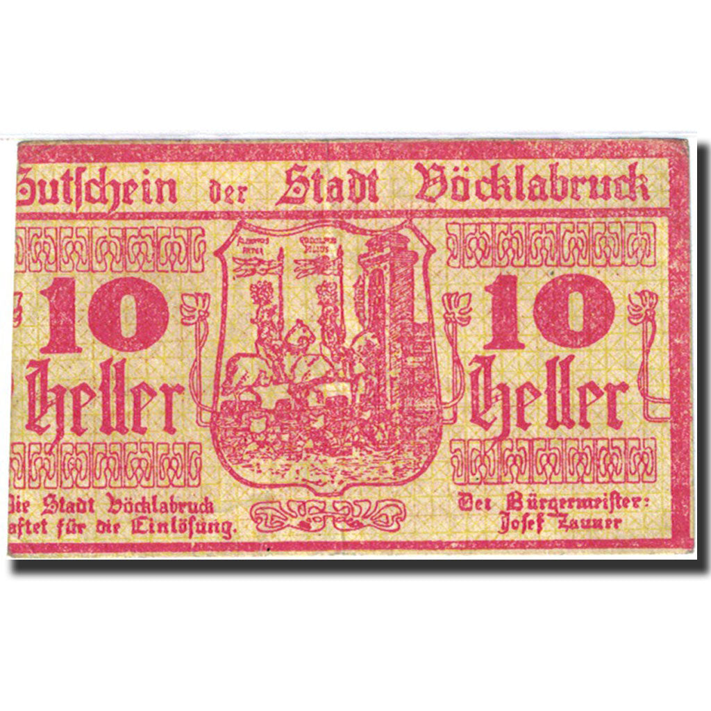 Banknote, Austria, Vocklabruck, 10 Heller, Blason, 1919, 1919-11-29, EF(40-45)