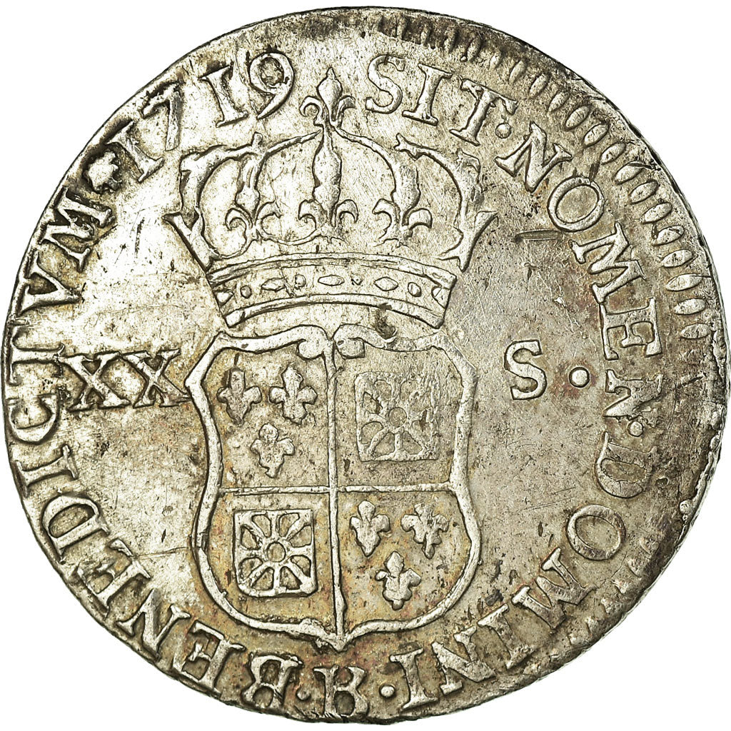 Coin, France, Louis XV, 1/6 Écu (XX – S) de France-Navarre, 20 Sols, 1/6 ECU