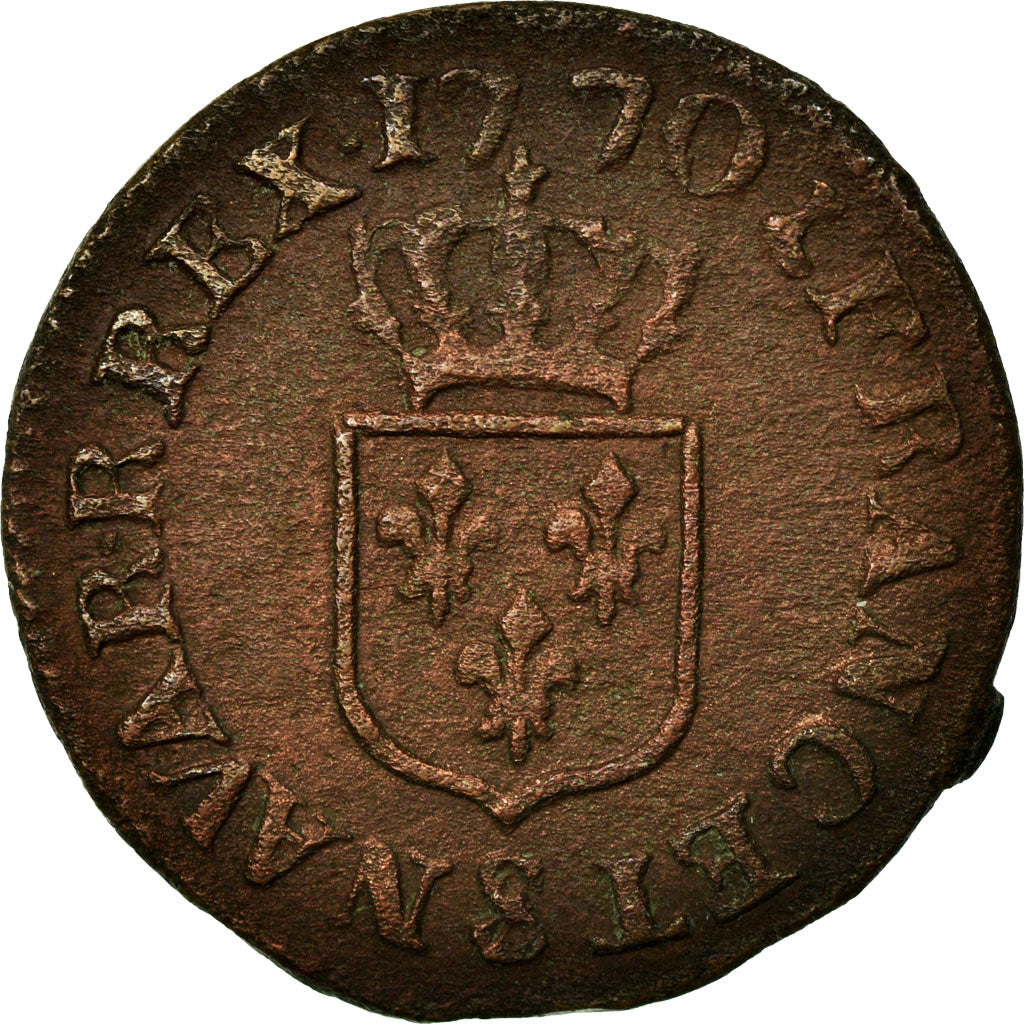 Coin, France, Louis XV, Liard à la vieille tête, Liard, 1770, Reims