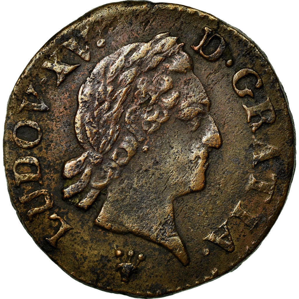 Moneta, Francia, Louis XV, Liard à la vieille tête, Liard, 1770, Reims, MB+