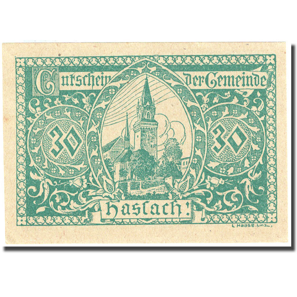 Banknote, Austria, Haslach, 30 Heller, Eglise, 1920, 1920-12-31, UNC(63)