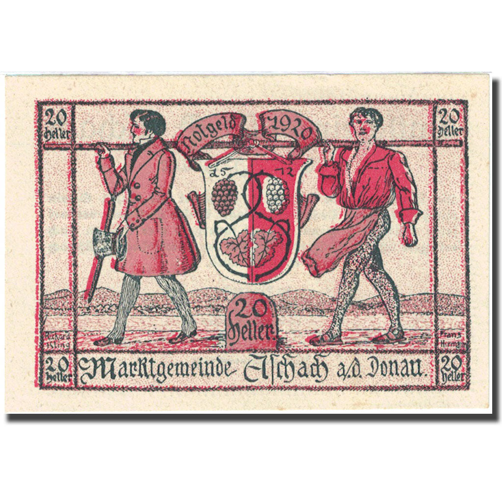 Banknote, Austria, Aschach an der Donau, 20 Heller, Blason 1920-12-31 UNC (64)