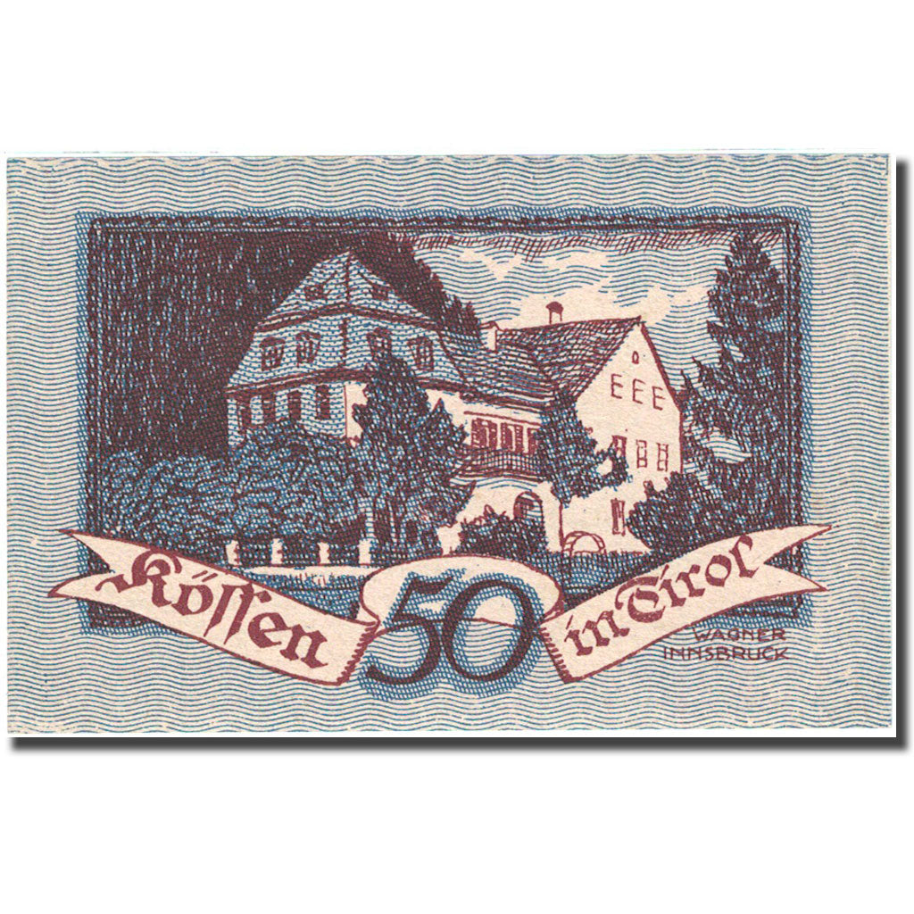 Banknote, Austria, Koffen in Tirol, 50 Heller, manoir, 1921, 1921-02-28, UNC(63)