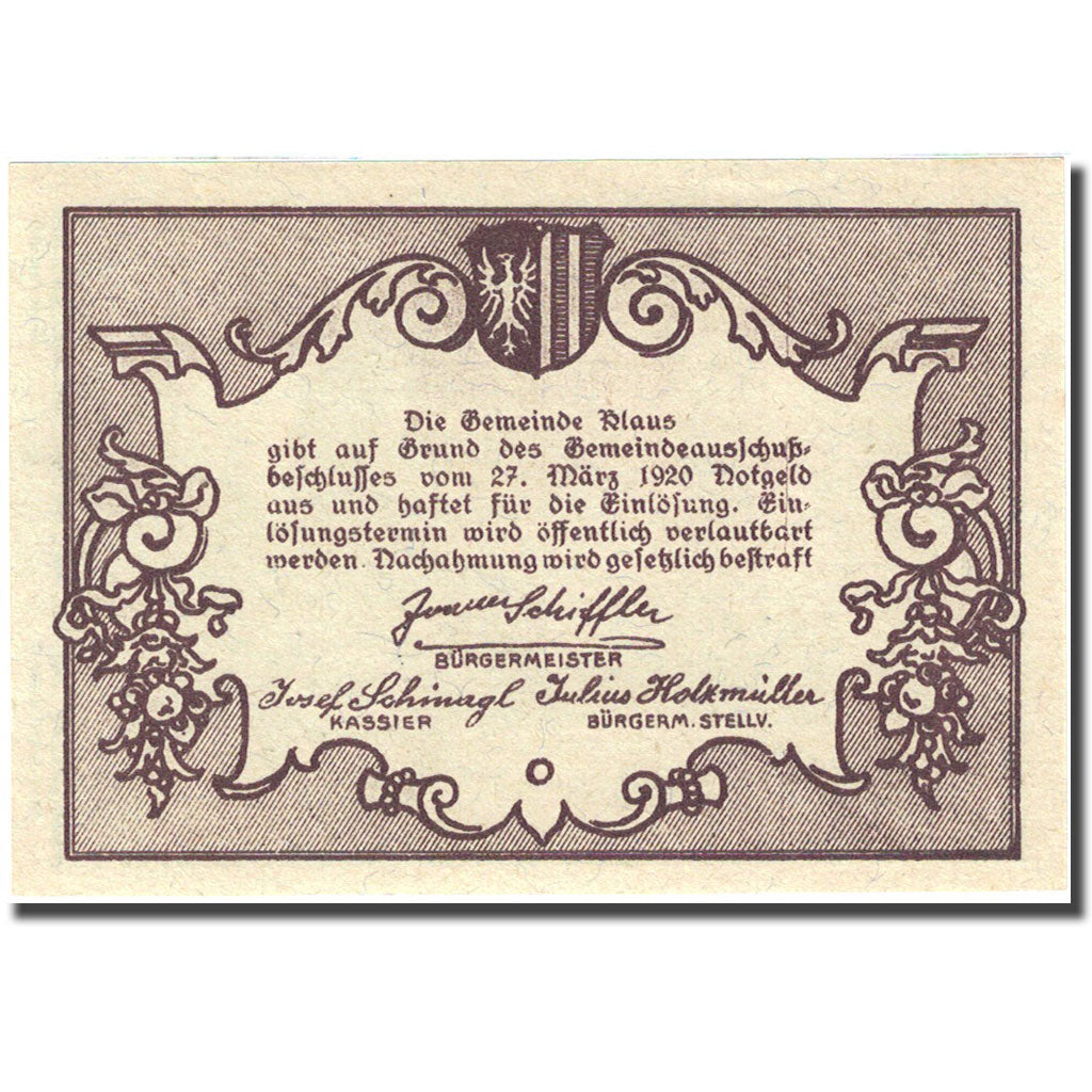 Banknote, Austria, Klaus, 10 Heller, pont, 1920, 1920-03-27, UNC(64)
