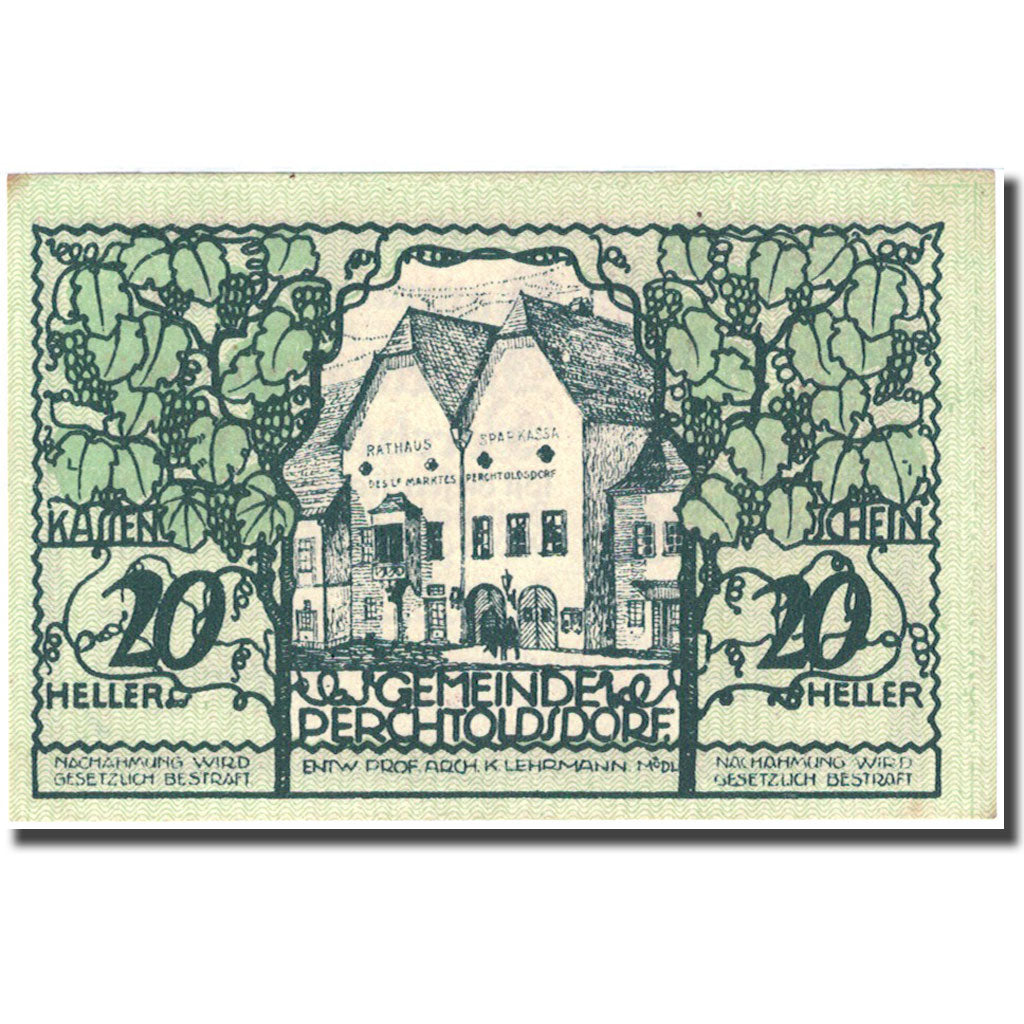 Banknote, Austria, Perchtoldsdorf, 20 Heller, village 1920-12-31 UNC (60-62)