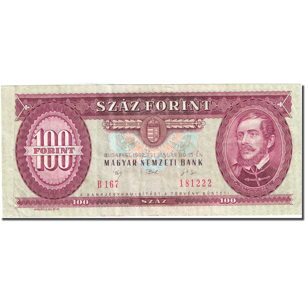 Banknot, Węgry, 100 Forint, 1992-1995, 1992-01-15, KM:174a, EF(40-45)