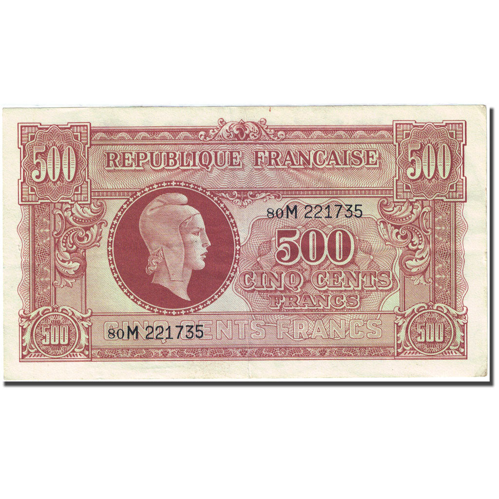 Francia, 500 Francs, 1943-1945 Marianne, 1945, 1945-06-04, BB+, Fayette:VF11.2
