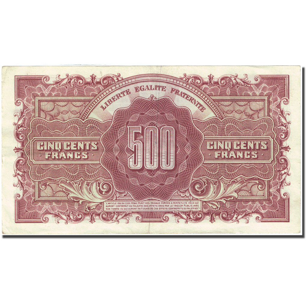 Francia, 500 Francs, 1943-1945 Marianne, 1945, 1945-06-04, BB+, Fayette:VF11.2