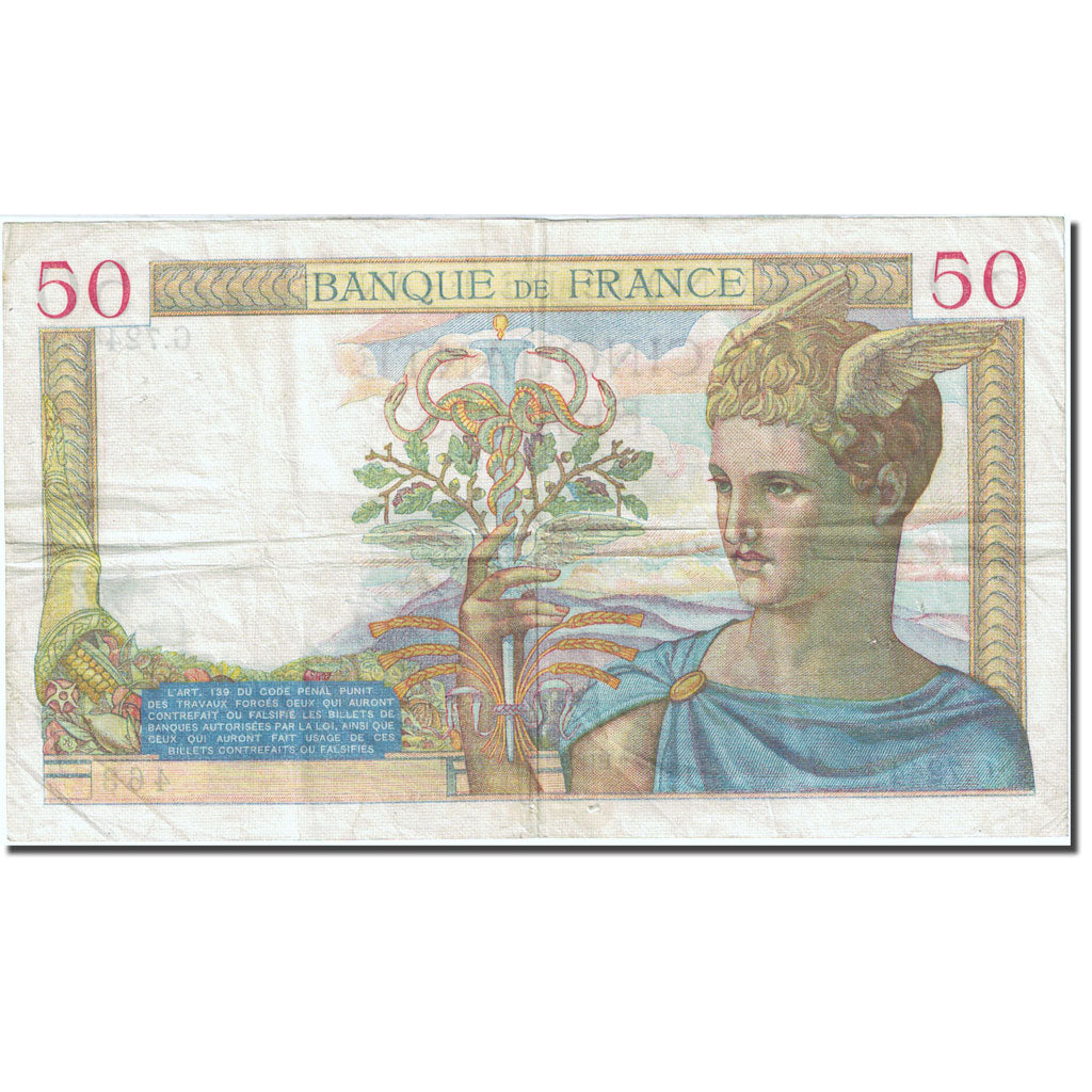 Frankreich, 50 Francs, 50 F 1934-1940 ''Cérès'', 1933, 1937-12-02, SS, Fay 18.5