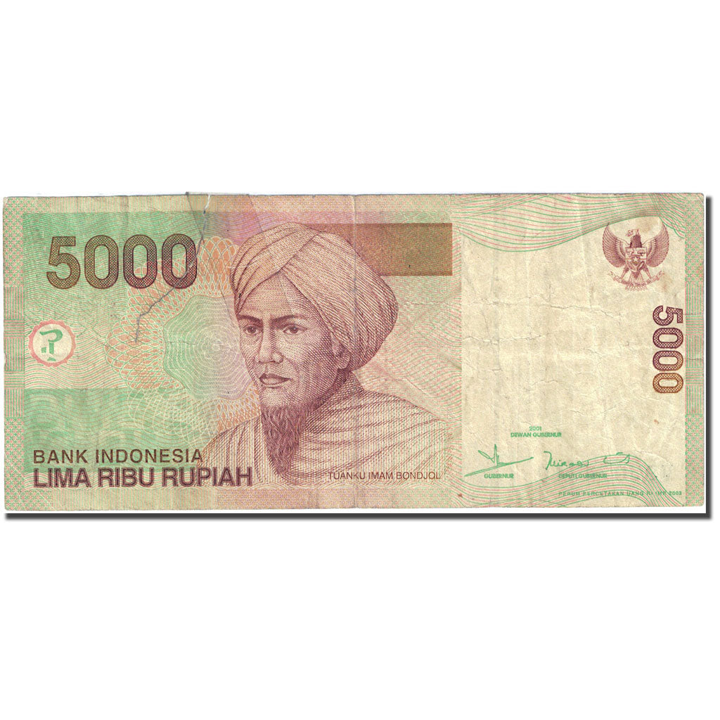 Banconote, Indonesia, 5000 Rupiah, 2001, 2001, KM:142a, MB