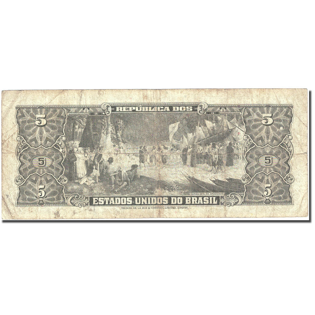 Banknote, Brazil, 5 Cruzeiros, 1962-1963, 1962, KM:176a, VF(20-25)