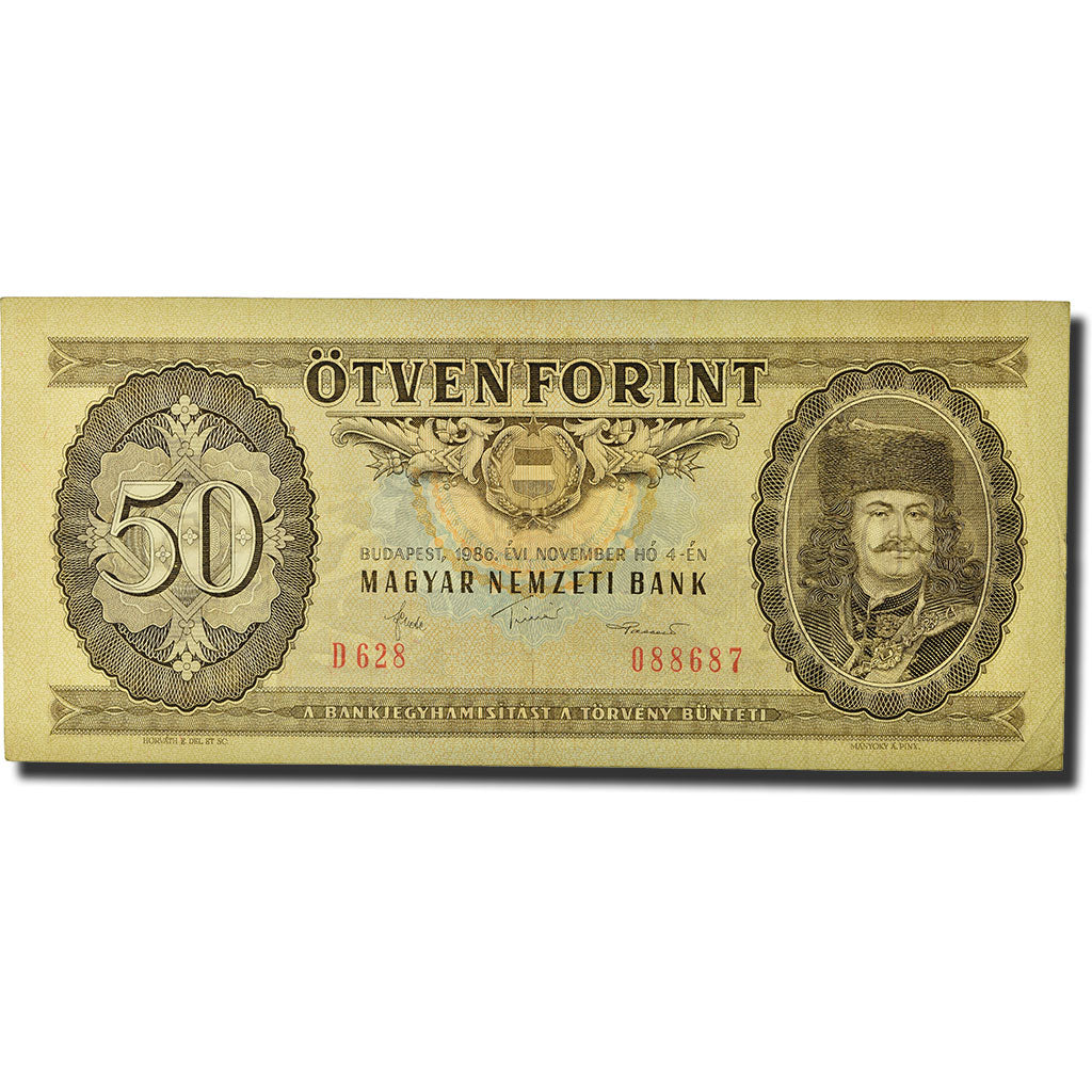 Banknot, Węgry, 50 Forint, 1957-1983, 1986-11-04, KM:170g, EF(40-45)