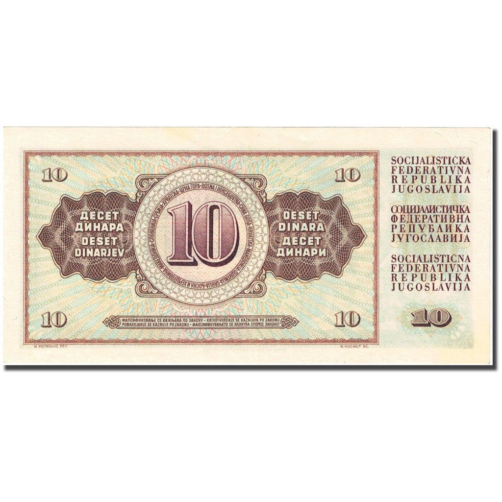Banknote, Yugoslavia, 10 Dinara, 1968-1970, 1968-05-01, KM:82b, AU(55-58)