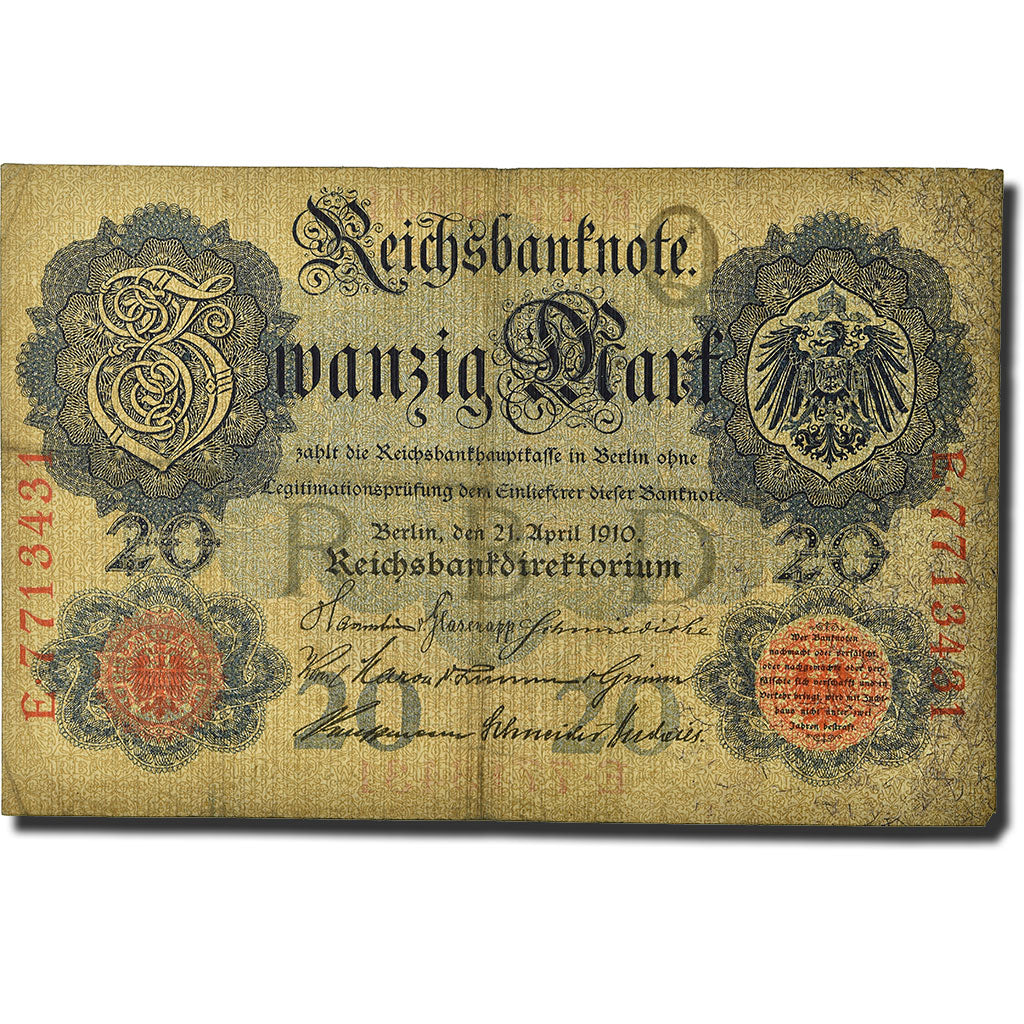 Biljet, Duitsland, 20 Mark, 1910, 1910-04-21, KM:40b, TB+