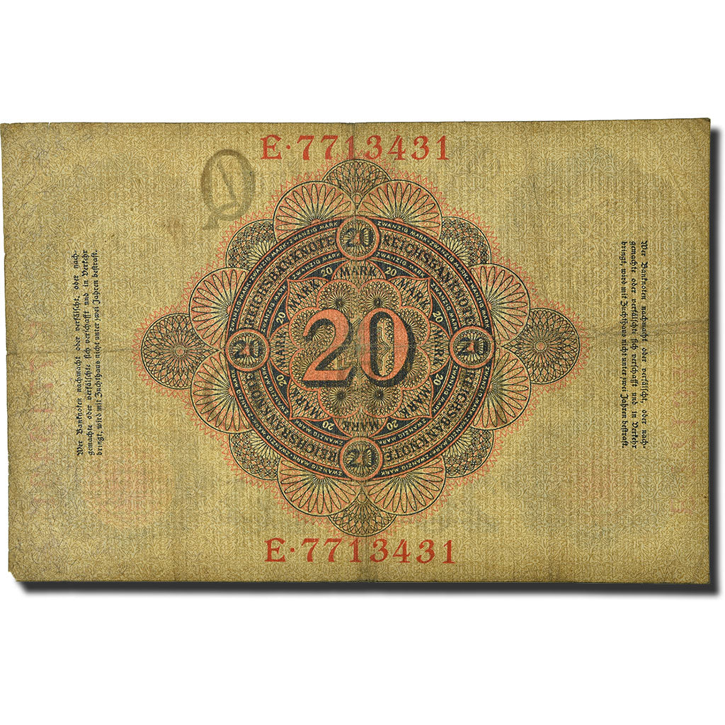Biljet, Duitsland, 20 Mark, 1910, 1910-04-21, KM:40b, TB+