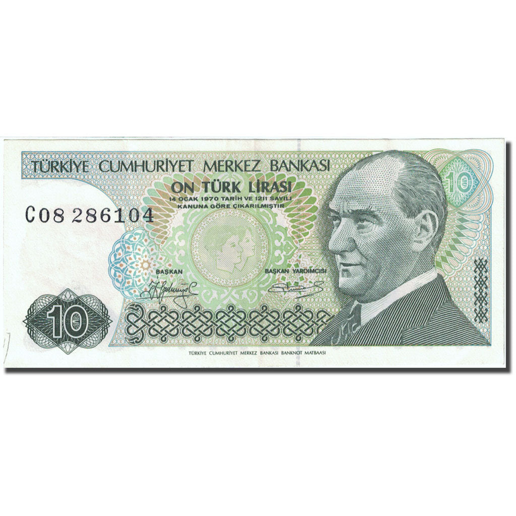 Geldschein, Türkei, 10 Lira, 1984-1997, 1982, KM:193a, VZ
