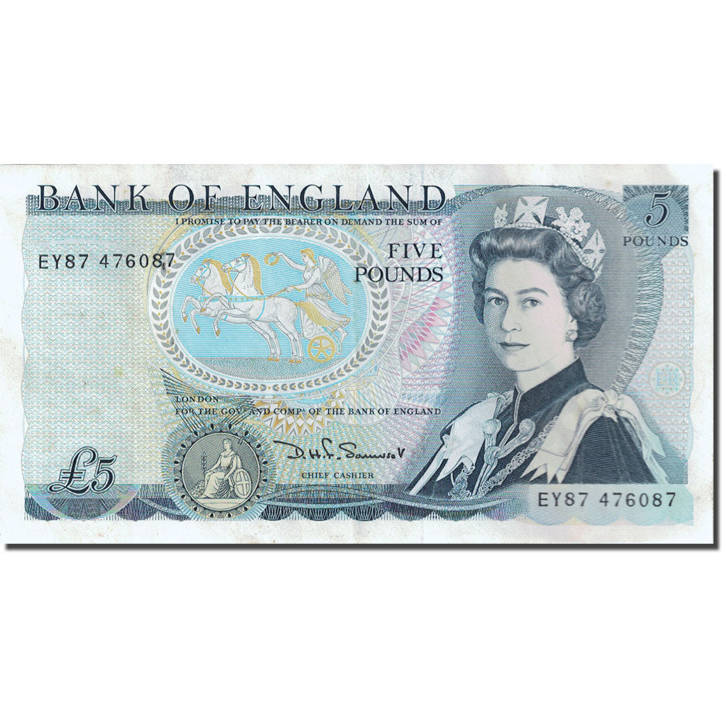 Biljet, Groot Bretagne, 5 Pounds, 1971-1982, 1980-1987, KM:378c, TTB