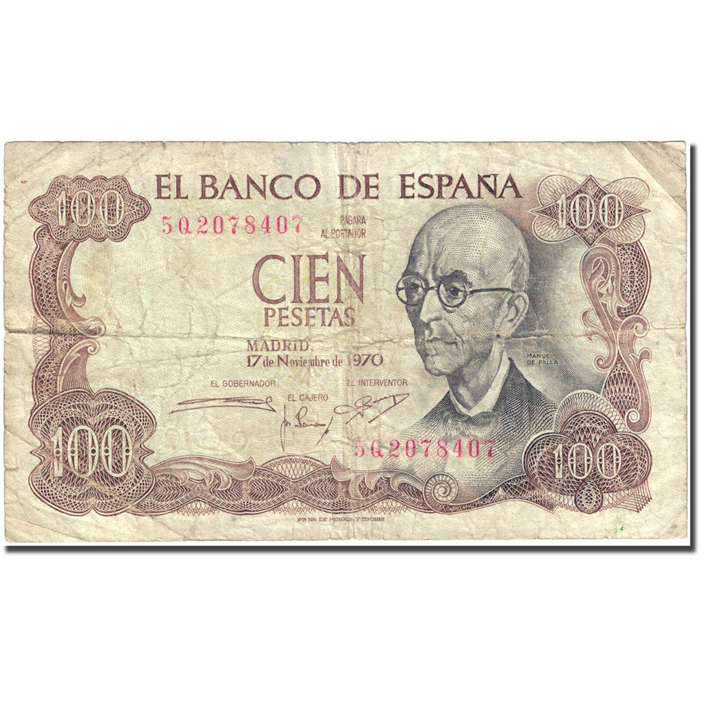 Banconote, Spagna, 100 Pesetas, 1970-1971, 1970-11-17, KM:152a, B