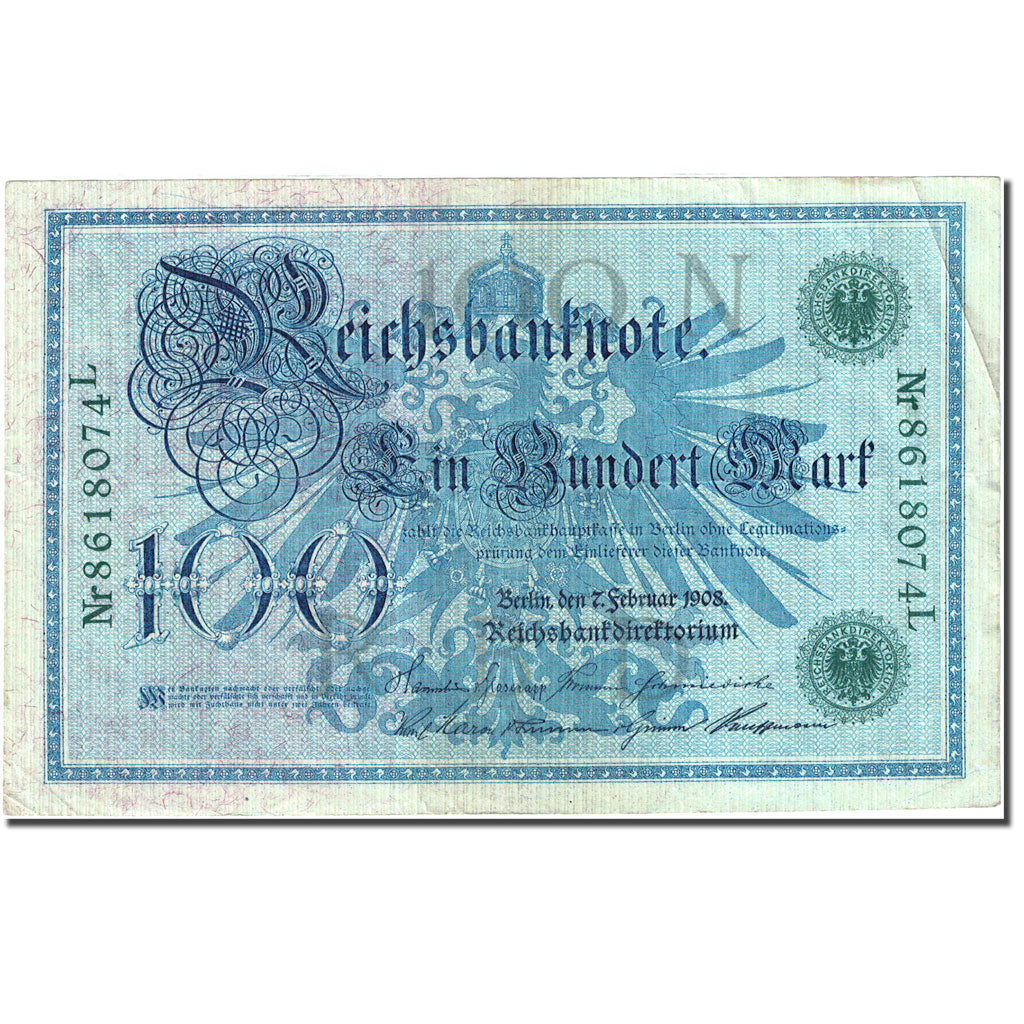 Banknot, Niemcy, 100 Mark, 1908, 1908-02-07, KM:34, EF(40-45)