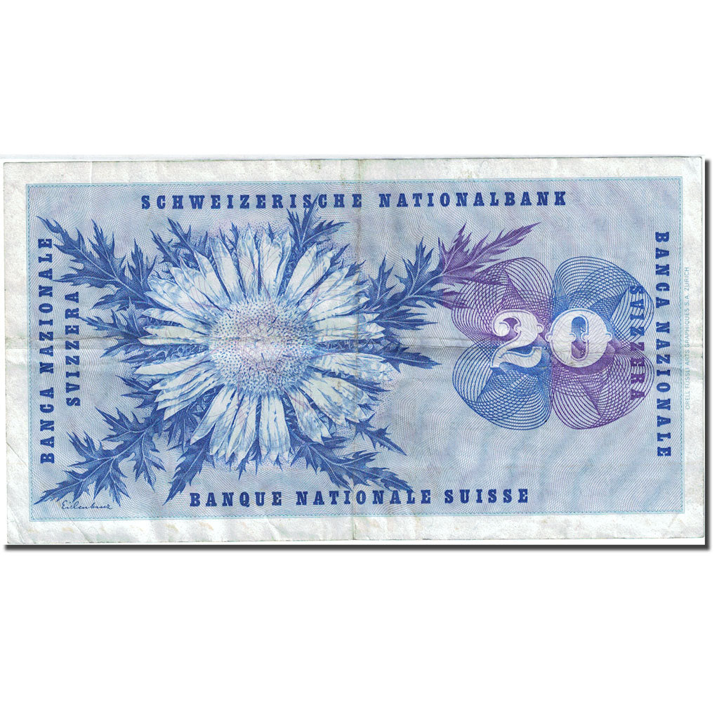 Banknote, Switzerland, 20 Franken, 1954-1961, 1974-02-07, KM:46v, EF(40-45)