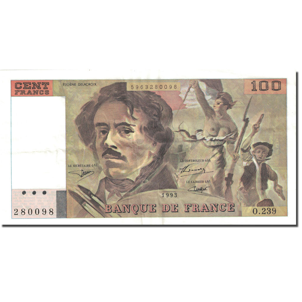 Francia 100 Francs, 100 F 1978-1995 ''Delacroix'', 1968-1981, 1993, MBC+ KM:154g