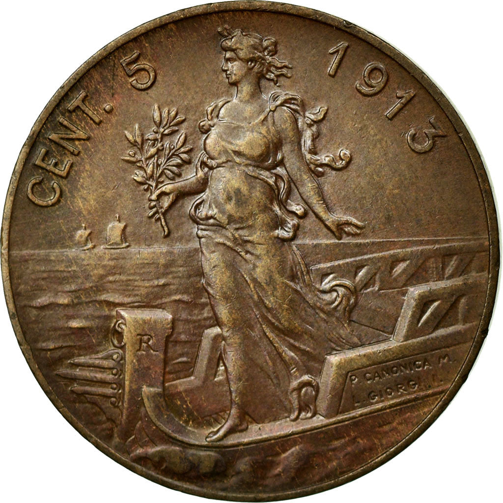 Monnaie, Italie, Vittorio Emanuele III, 5 Centesimi, 1913, Rome, TTB+, Bronze