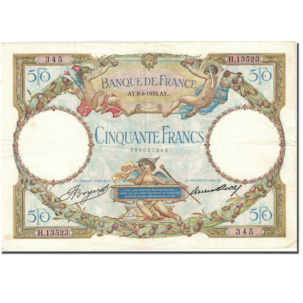 Francia, 50 Francs, 50 F 1927-1934 ''Luc Olivier Merson'' 1933-06-08, BB KM:80b