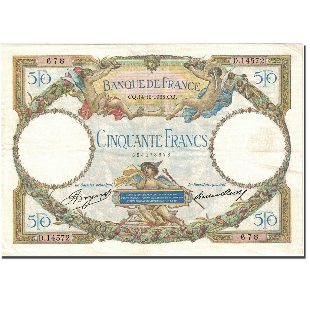 Francia, 50 Francs, 50 F 1927-1934 ''Luc Olivier Merson'', 1927, 1933-12-14