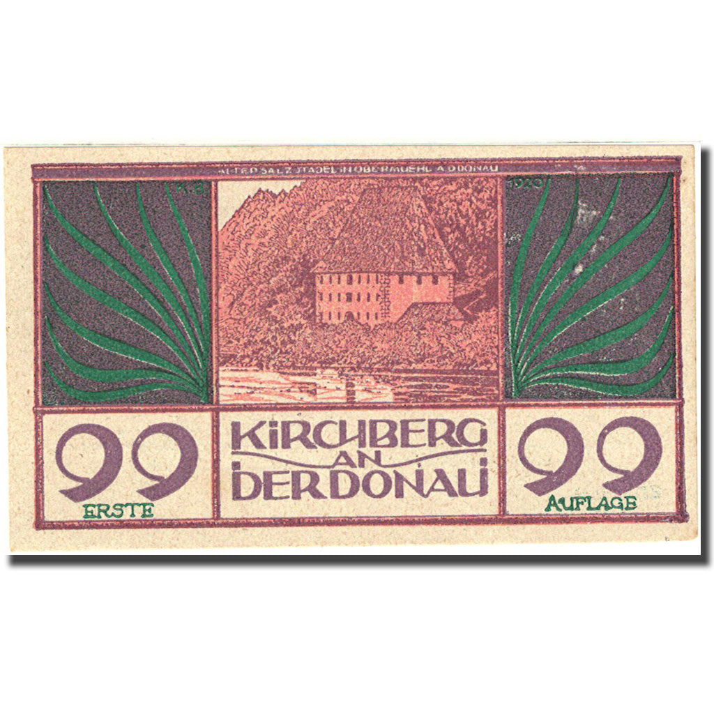Banknote, Austria, Kirchberg ob der Donau, 99 Heller, montagne, 1920