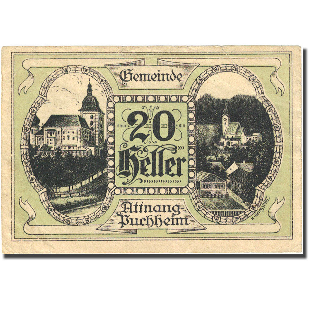 Banknote, Austria, Attnang-Puchheim, 20 Heller, Blason, 1921, 1921-04-30