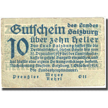 Banconote, Austria, Salzburg, 10 Heller, valeur faciale, 1919, 1919-12-31, MB