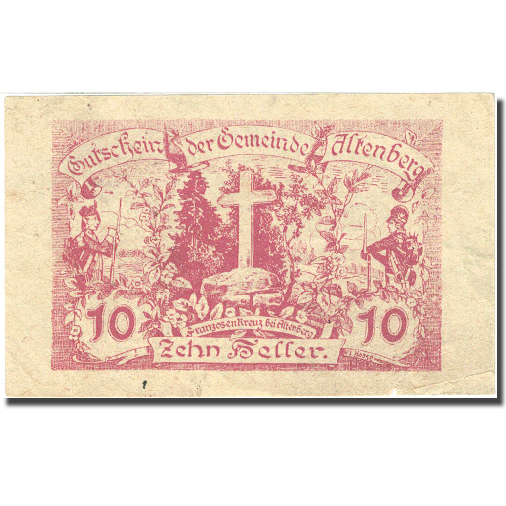 Banknote, Austria, Altenberg, 10 Heller, Monument, 1920, 1920-05-15, EF(40-45)