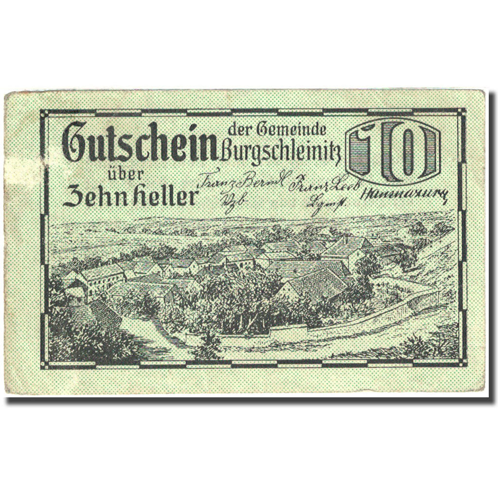 Banknote, Austria, Burgschleinitz, 10 Heller, village, 1920, 1920-06-11