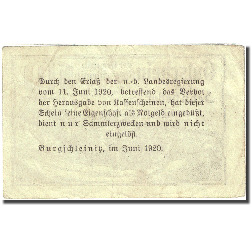 Banknote, Austria, Burgschleinitz, 10 Heller, village, 1920, 1920-06-11