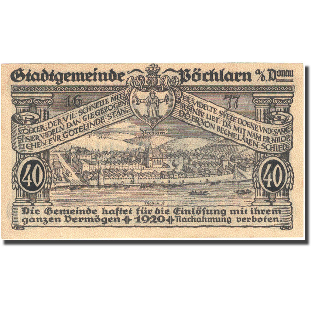 Banconote, Austria, Pochlarn, 40 Heller, château, 1920, 1920-12-31, SPL