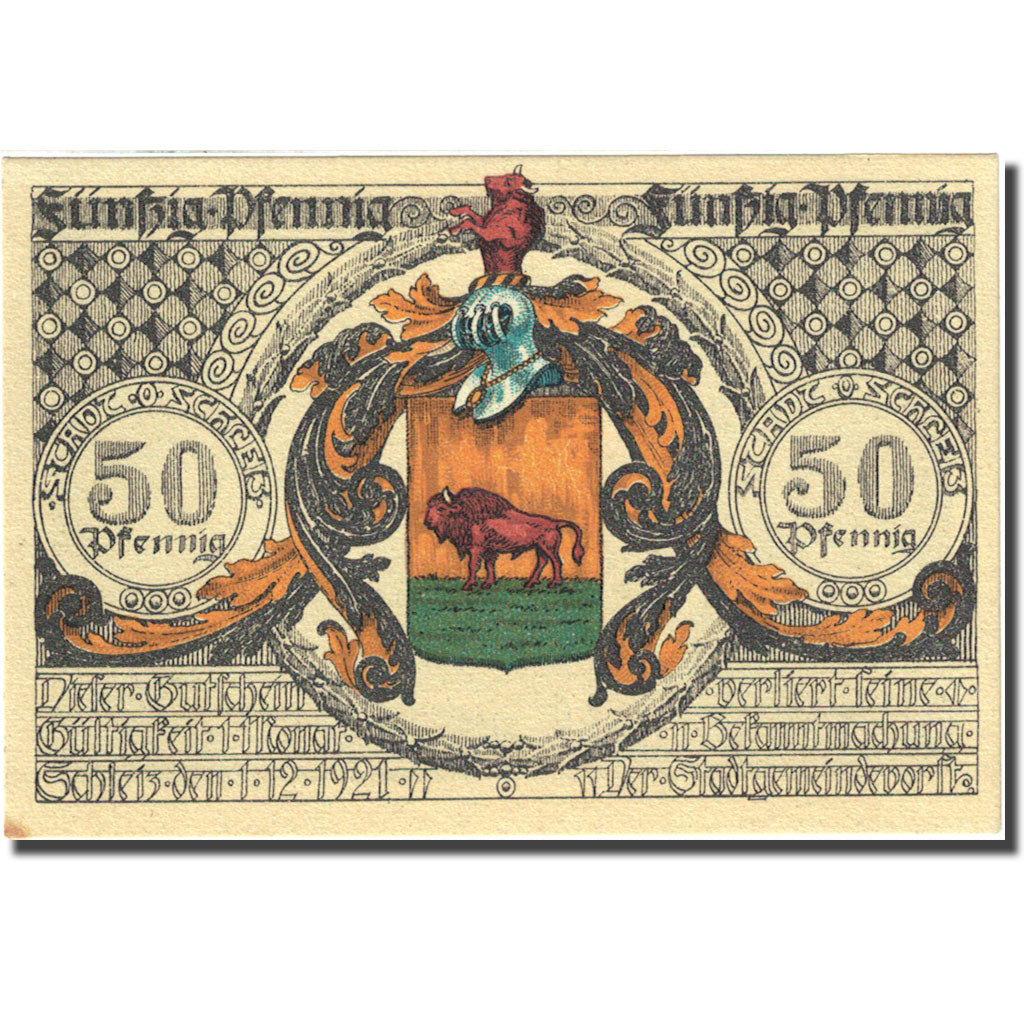 Banknote, Germany, Schleiz, 50 Pfennig, personnage, 1921, 1921-12-01, UNC(63)