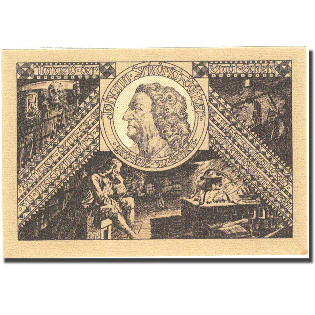 Banknote, Germany, Schleiz, 50 Pfennig, personnage, 1921, 1921-12-01, UNC(63)