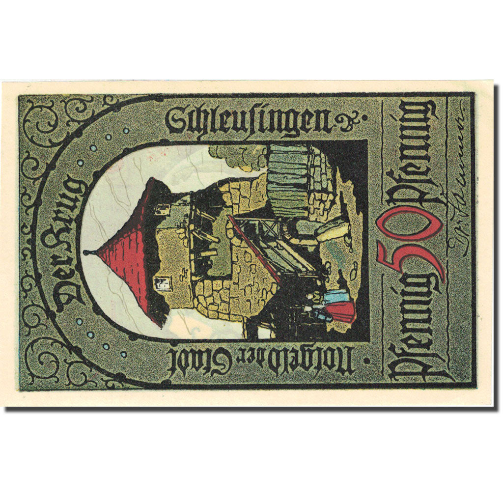 Geldschein, Deutschland, Schleusingen, 50 Pfennig, personnage, 1921, UNZ-