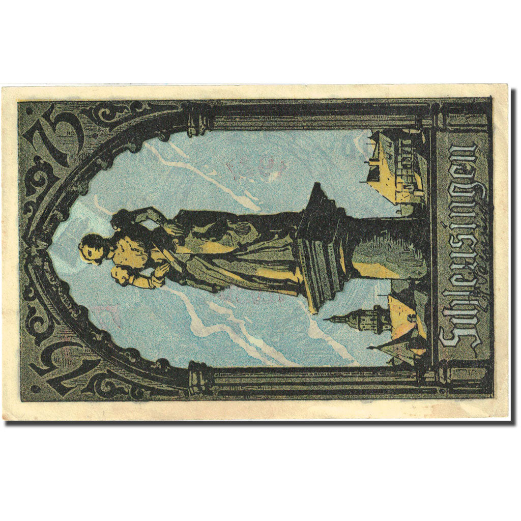 Geldschein, Deutschland, Schleusingen, 75 Pfennig, Monument, 1921, UNZ-