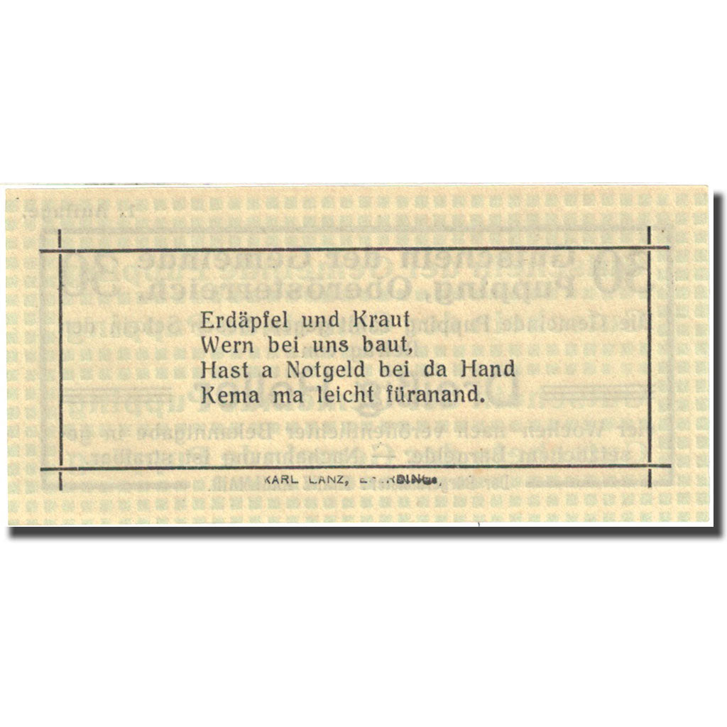 Banknote, Austria, Pupping, 30 Heller, valeur faciale, 1920, 1920-12-31