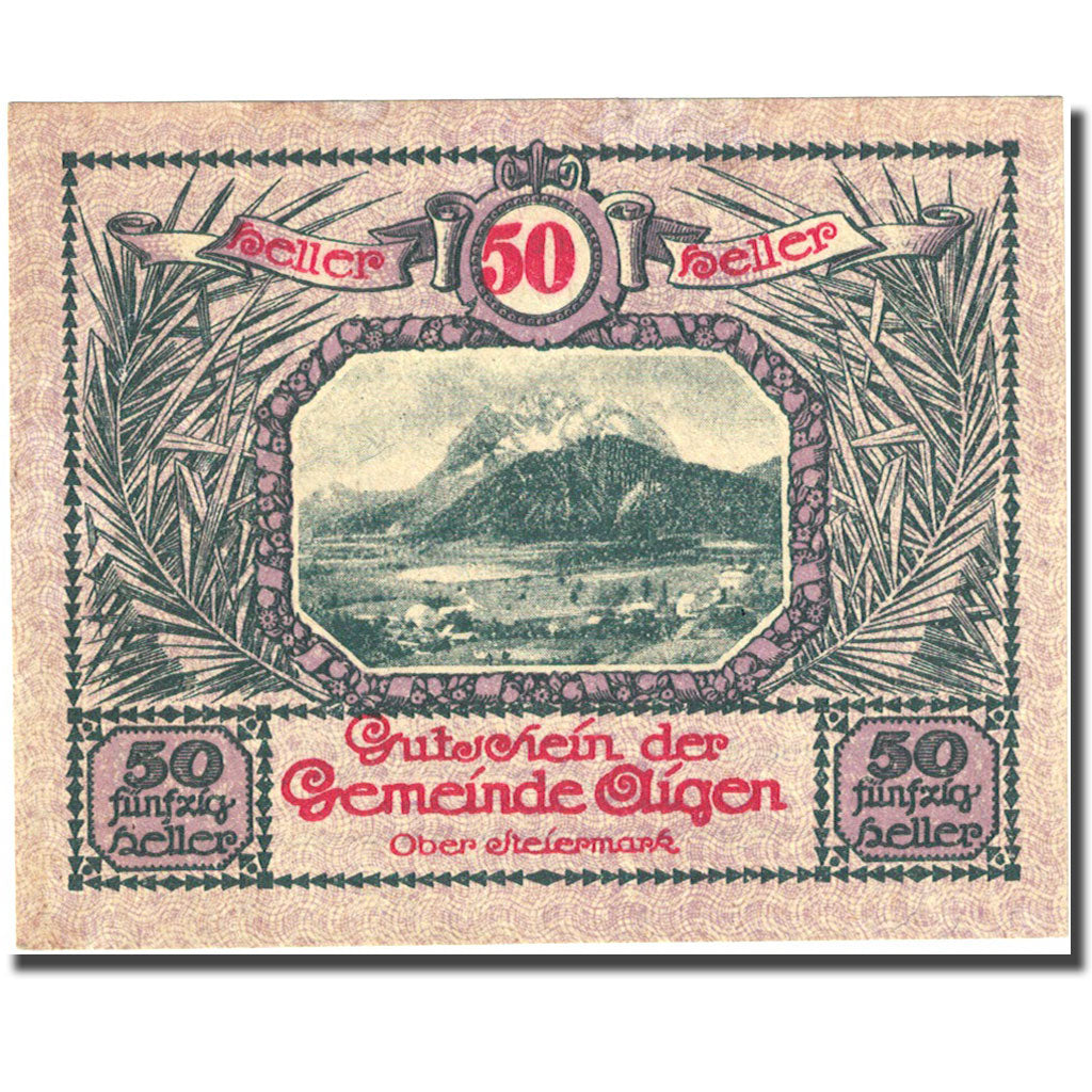 Geldschein, Österreich, Aigen, 50 Heller, montagne 1920-07-17 purple SS+