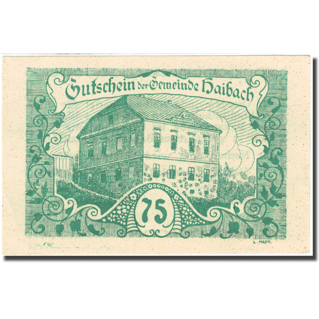 Banknote, Austria, Haibach, 75 Heller, Batiment 1920-07-25 green UNC(63)