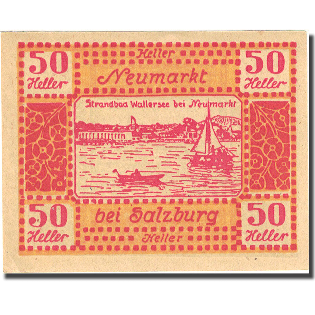 Banknote, Austria, Salzburg, 50 Heller, bateau, 1920, 1920-09-30, UNC(63)