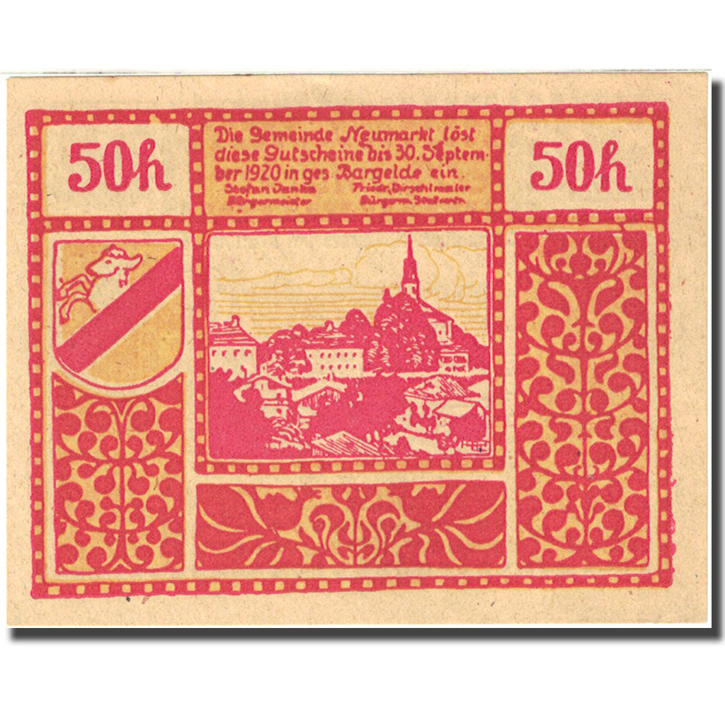 Banknote, Austria, Salzburg, 50 Heller, bateau, 1920, 1920-09-30, UNC(63)