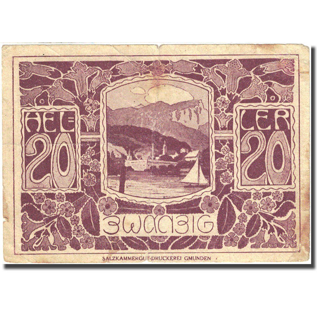 Banknote, Austria, Ebensee, 20 Heller, bateau, 1920, 1920-12-31, F(12-15)