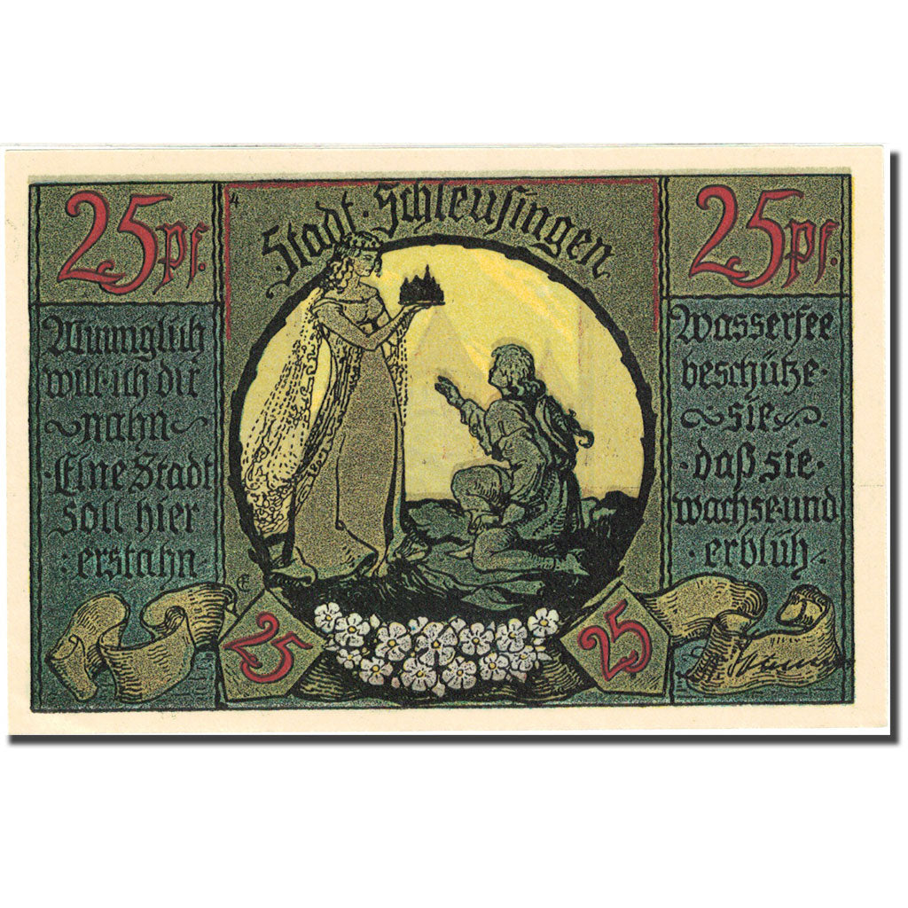 Banknote, Germany, Schleusingen, 25 Pfennig, personnage, 1921, Undated (1921)