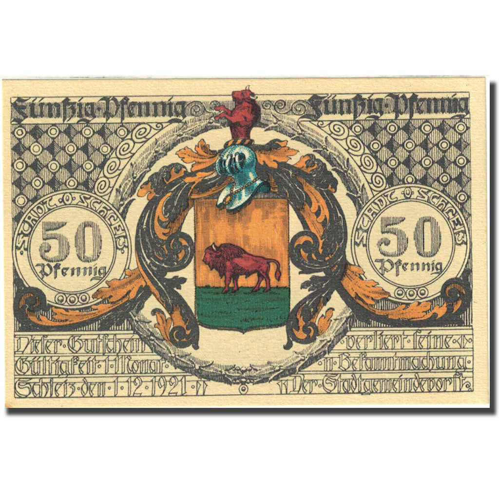 Banconote, Germania, Schleiz, 50 Pfennig, personnage, 1921, 1921-12-01, SPL