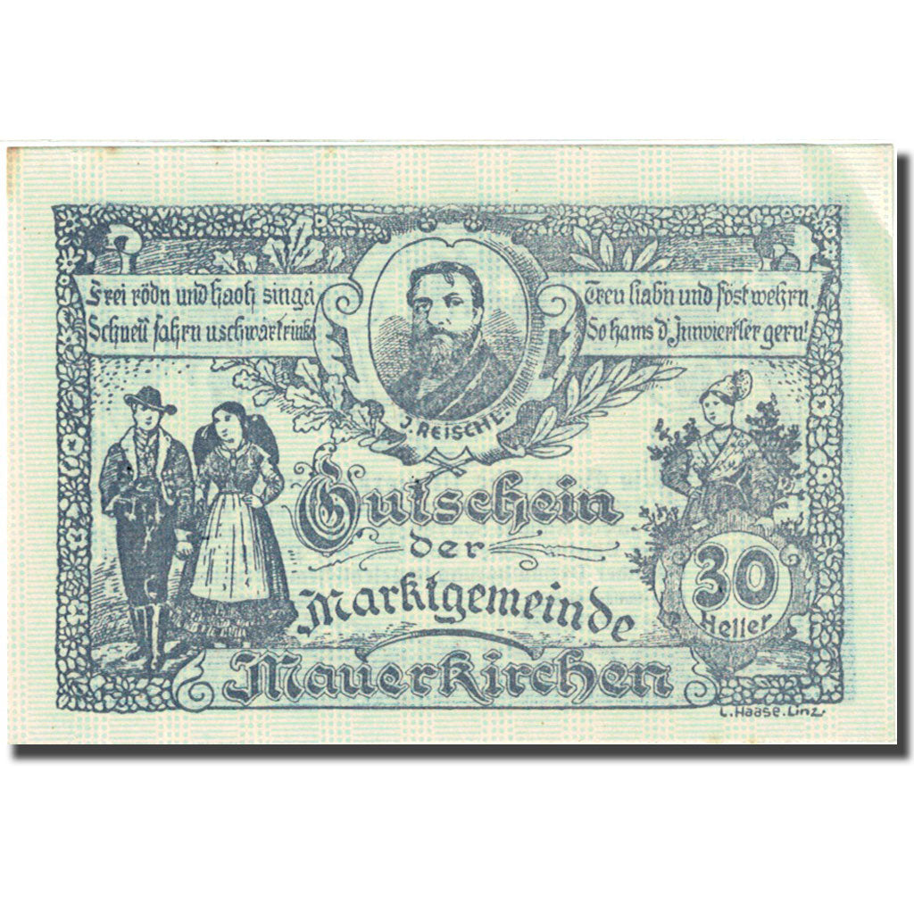 Banknote, Austria, Mauerkirchen, 30 Heller, personnage, 1920, 1920-06-04
