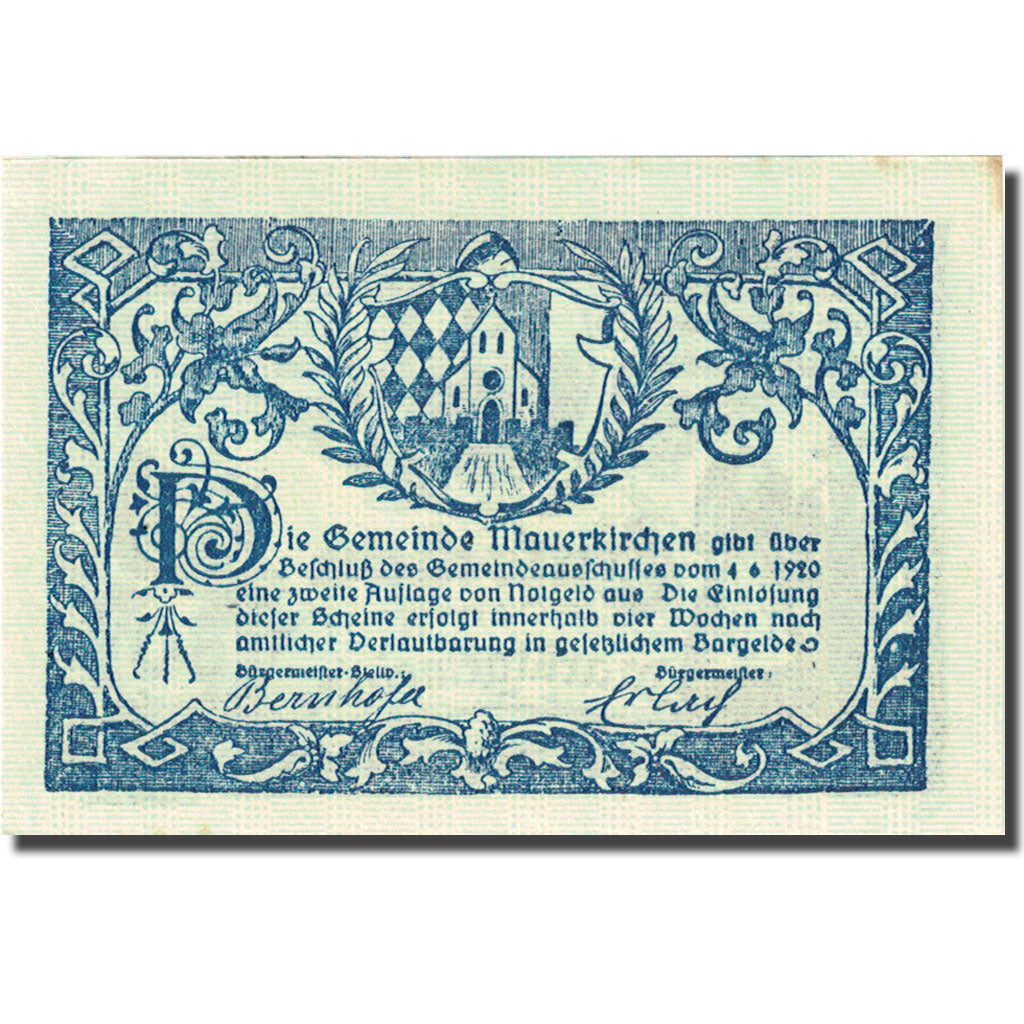 Banknote, Austria, Mauerkirchen, 30 Heller, personnage, 1920, 1920-06-04